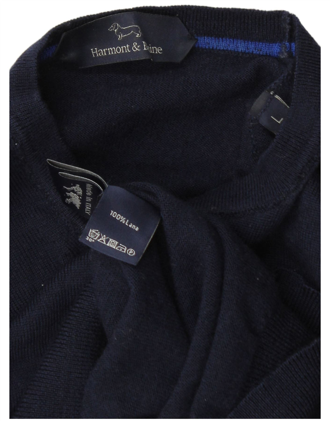 Harmont & Blaine Męski sweter z okrągłym dekoltem, duży, granatowy, wełniany