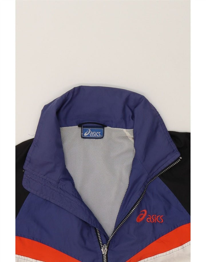 ASICS Womens Hooded Rain Jacket UK 18 XL Blue Colourblock Vintage Asics and Second-Hand Asics from Messina Hembry 