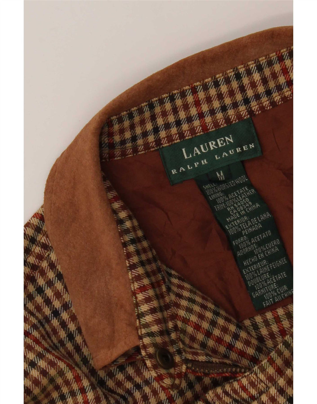 Damska koszula flanelowa Ralph Lauren UK 14 Średni brązowy octan pepitki