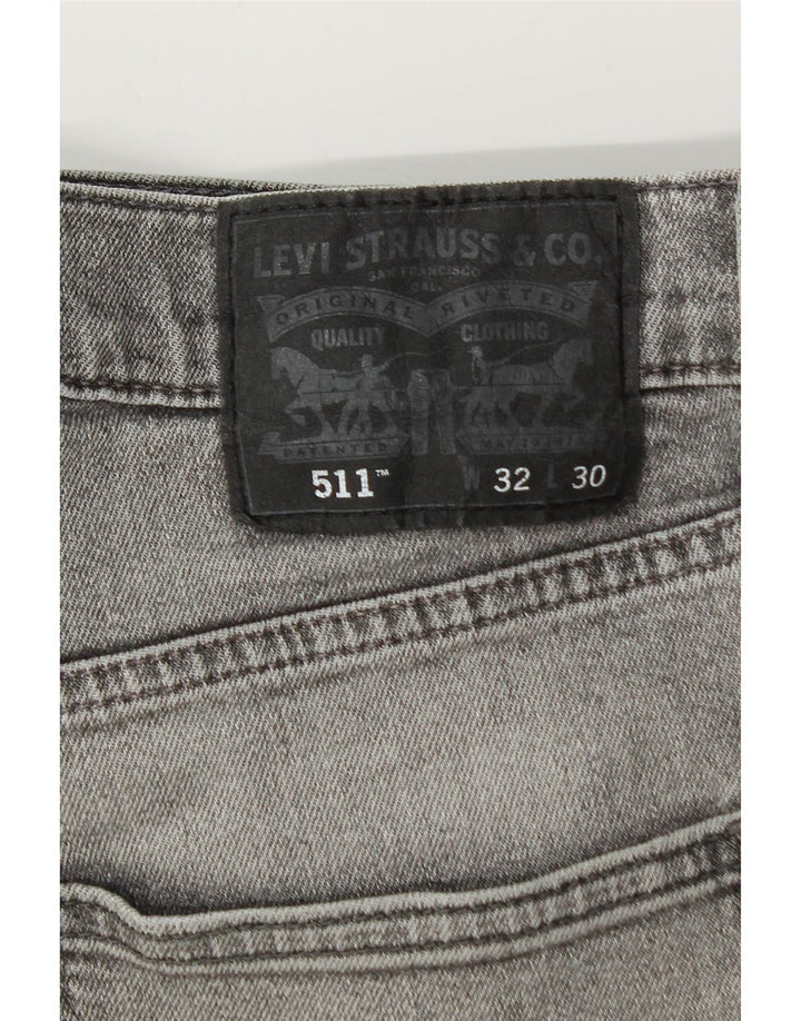 Męskie jeansy Levi's 511 w trudnej sytuacji, 32 L30, szara bawełna