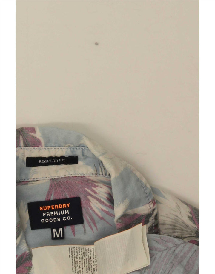 Męska koszula Superdry z krótkim rękawem o regularnym kroju Średnioniebieska bawełniana w kwiaty