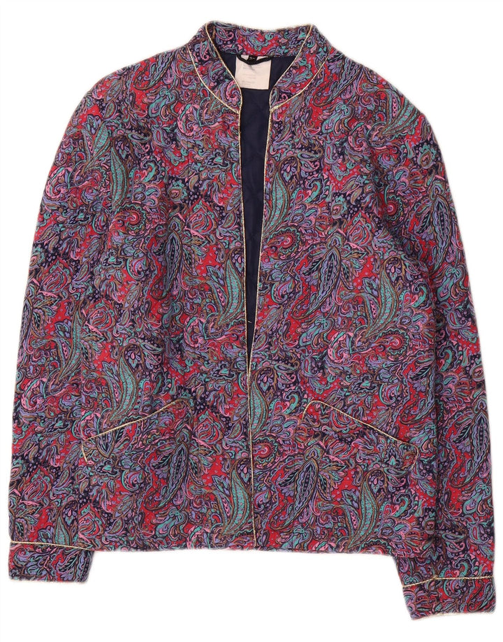 Ocieplana kurtka damska IT 36 w stylu vintage, mała fioletowa wiskoza Paisley