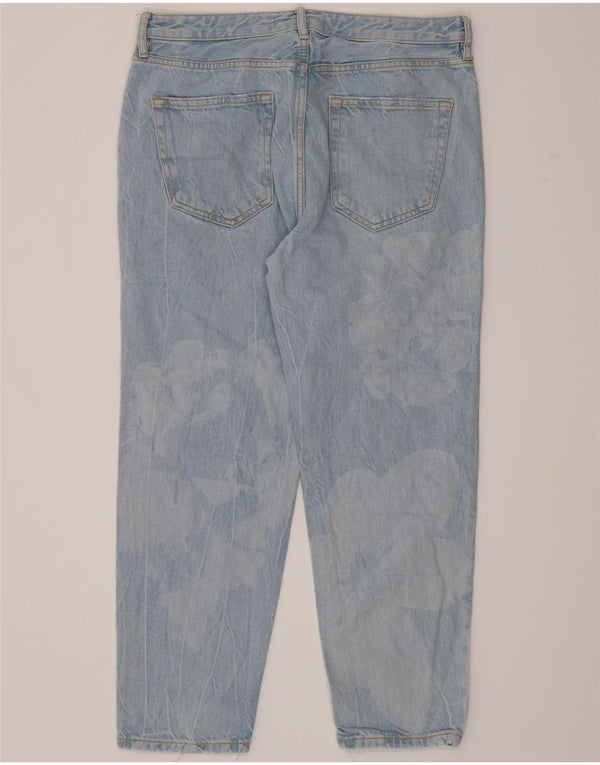 Męskie jeansy Zara Acid Wash Cropped EU 42 Large W32 L26 Niebieskie kwiaty