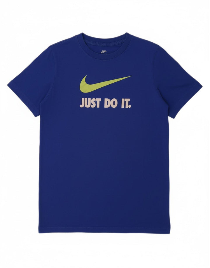 Chłopięcy T-shirt z grafiką NIKE, 13-14 lat, XL, niebieska, bawełniana