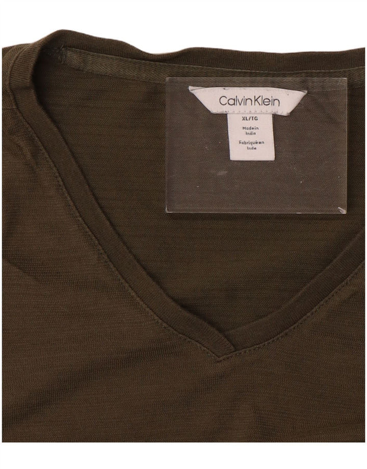 Męska koszulka T-shirt CALVIN KLEIN XL, khaki