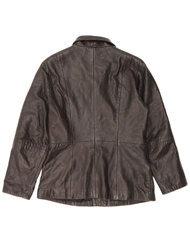 MAURITIUS Damska skórzana marynarka zapinana na 3 guziki, UK 18 XL, czarna skóra