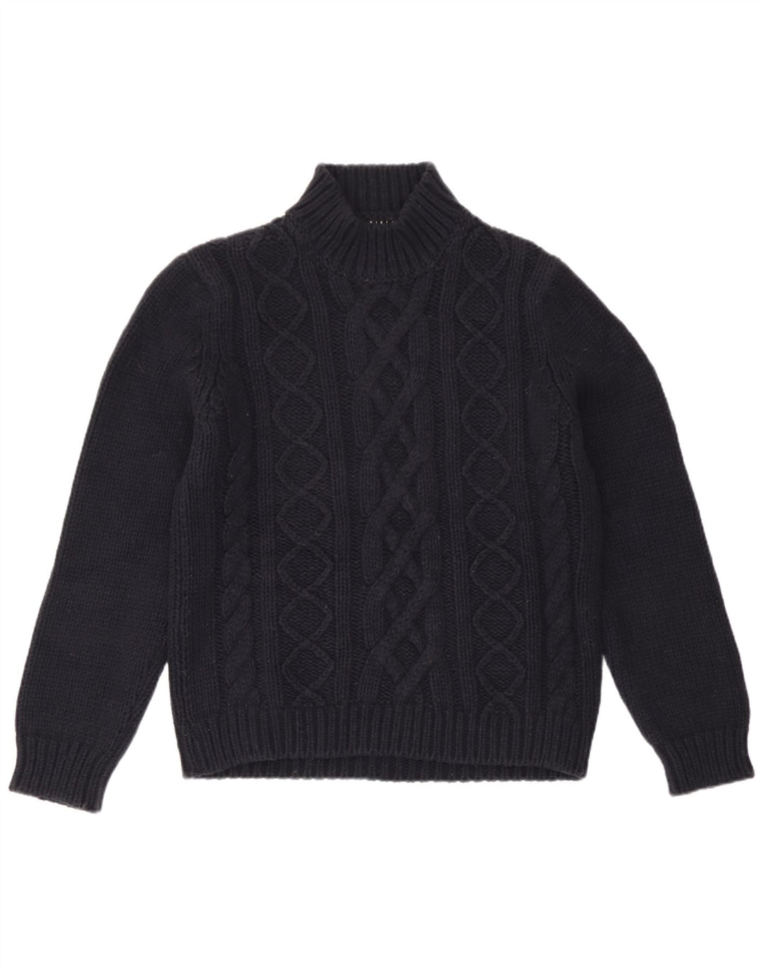 Sweter damski Sisley z golfem UK 14 Średni granatowy wełniany