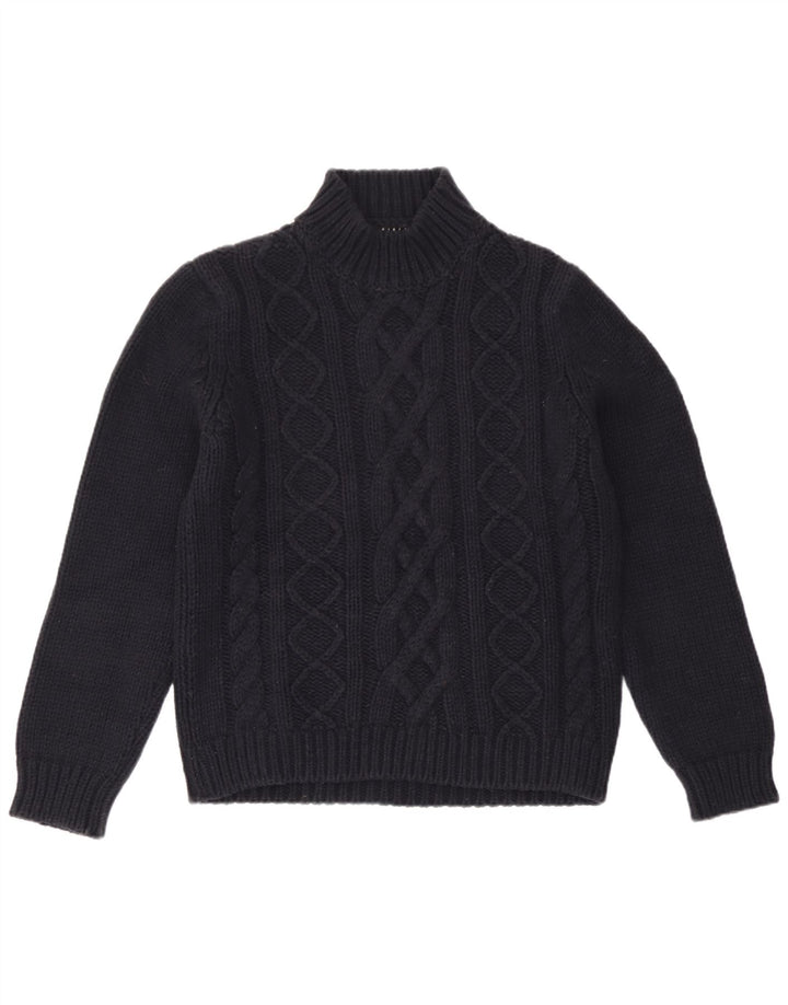 Sweter damski Sisley z golfem UK 14 Średni granatowy wełniany