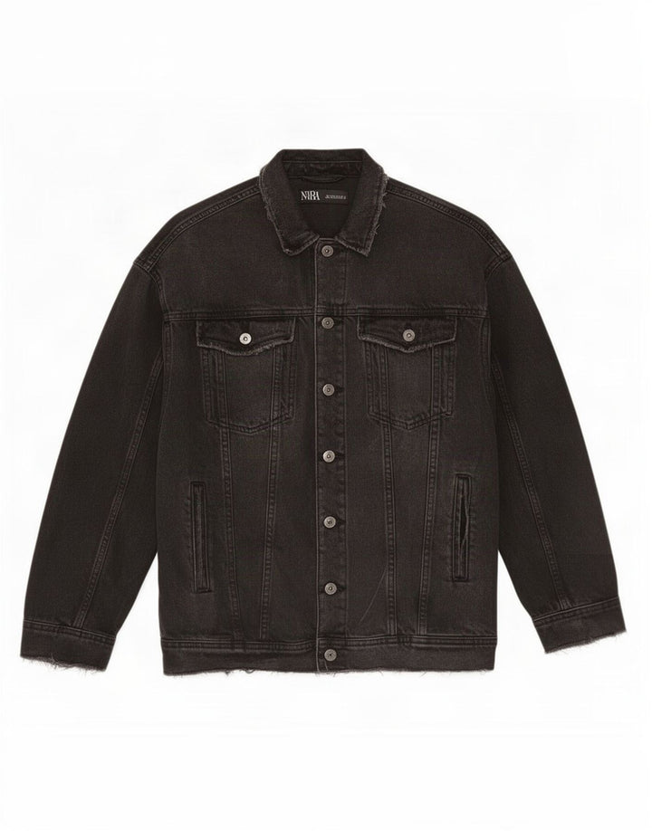 Damska kurtka jeansowa oversize Zara UK 10, mała, szara, bawełniana