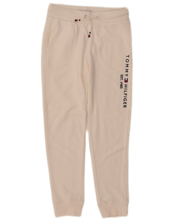 TOMMY HILFIGER Girls Tracksuit Trousers Joggers 9-10 Years Off White
