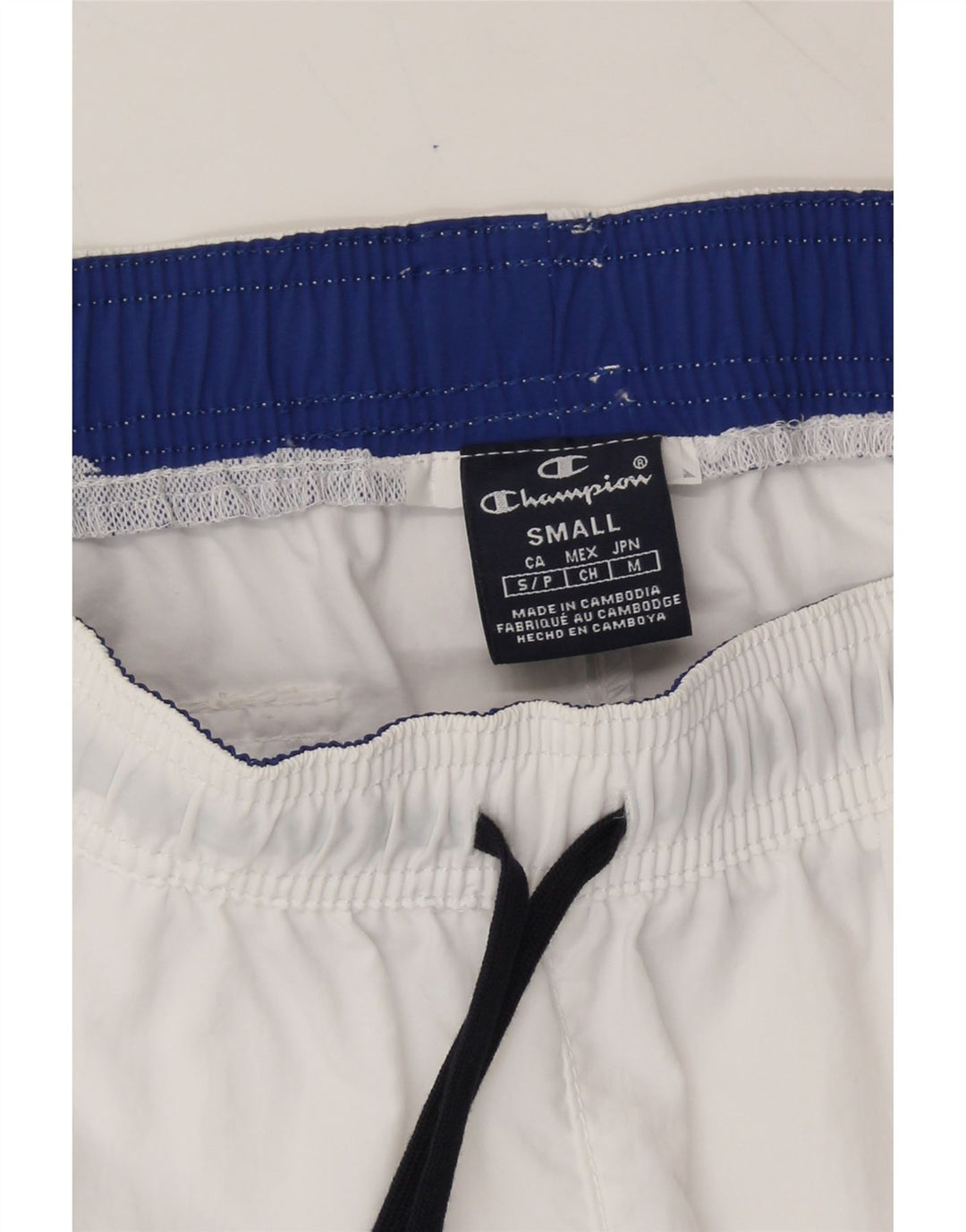 CHAMPION Mens Graphic Sport Shorts Small  White Vintage Champion and Second-Hand Champion from Messina Hembry 