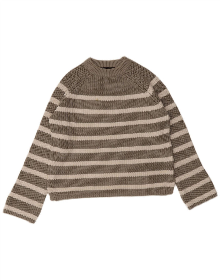 Marks & Spencer Damski sweter z okrągłym dekoltem UK 10 w małe szare paski