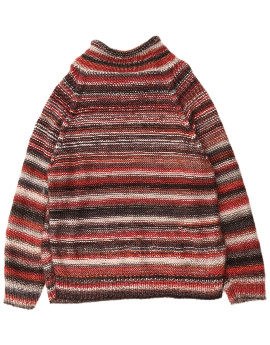 Vintage męski sweter z golfem, w średnie, wielokolorowe paski