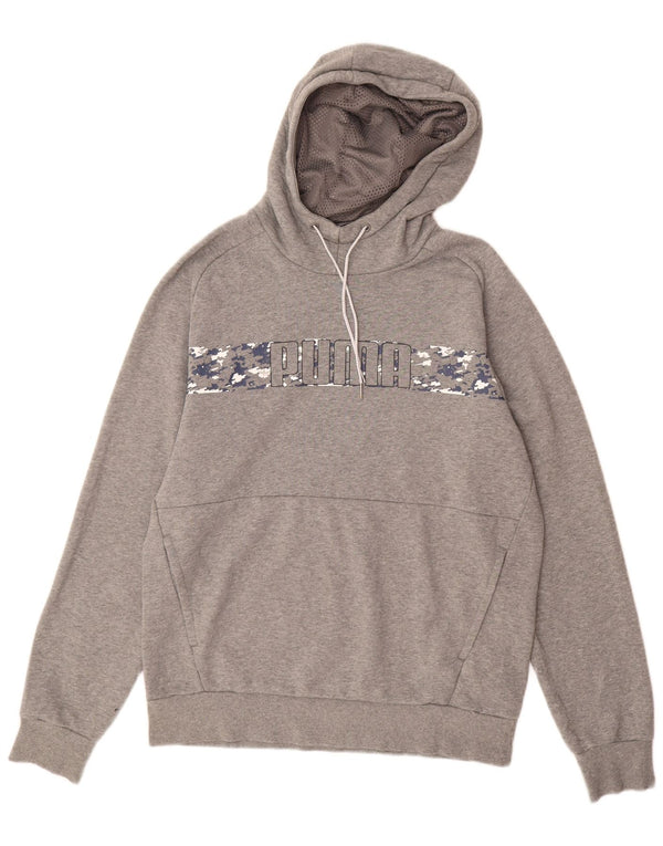 PUMA Mens Graphic Hoodie Jumper Medium Grey Cotton