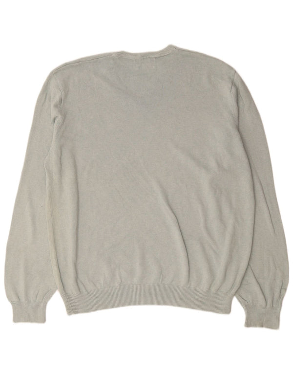 Marks & Spencer Męski sweter z dekoltem w kształcie litery V, 2XL, szary, bawełniany