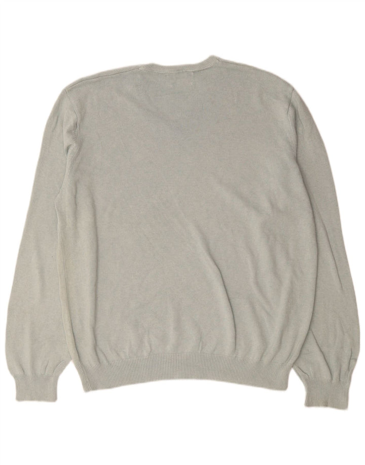 Marks & Spencer Męski sweter z dekoltem w kształcie litery V, 2XL, szary, bawełniany