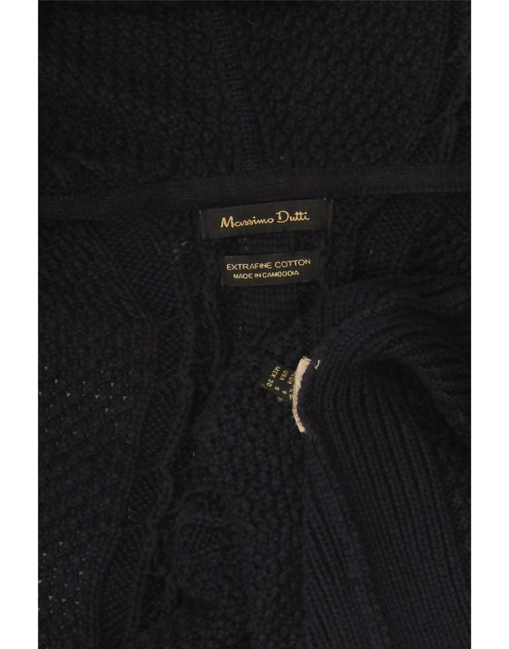 MASSIMO DUTTI Damski sweter o przedłużonym fasonie, UK 10, mały, granatowy