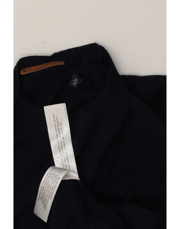 Męski sweter z okrągłym dekoltem Massimo Dutti, średni granatowy, bawełniany