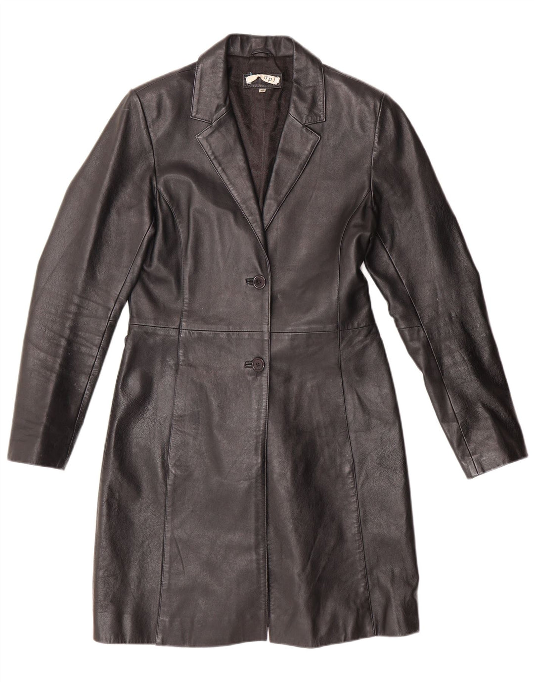 Damski płaszcz skórzany DPL UK 10, mała czarna skóra