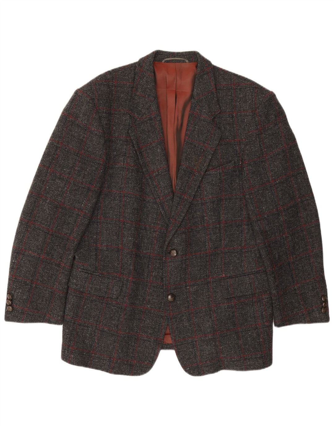 Męska marynarka Scirocco Harris Tweed zapinana na 2 guziki UK 40 w dużą szarą kratkę