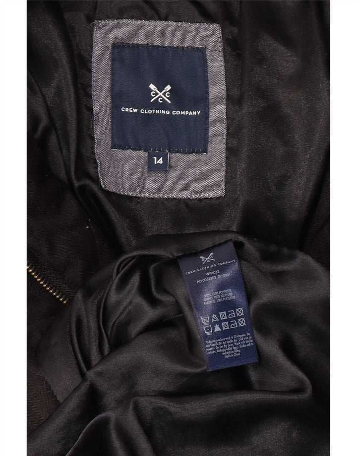 Crew Clothing Damski płaszcz z kapturem i regularnym krojem, wyściełany UK 14, średni czarny