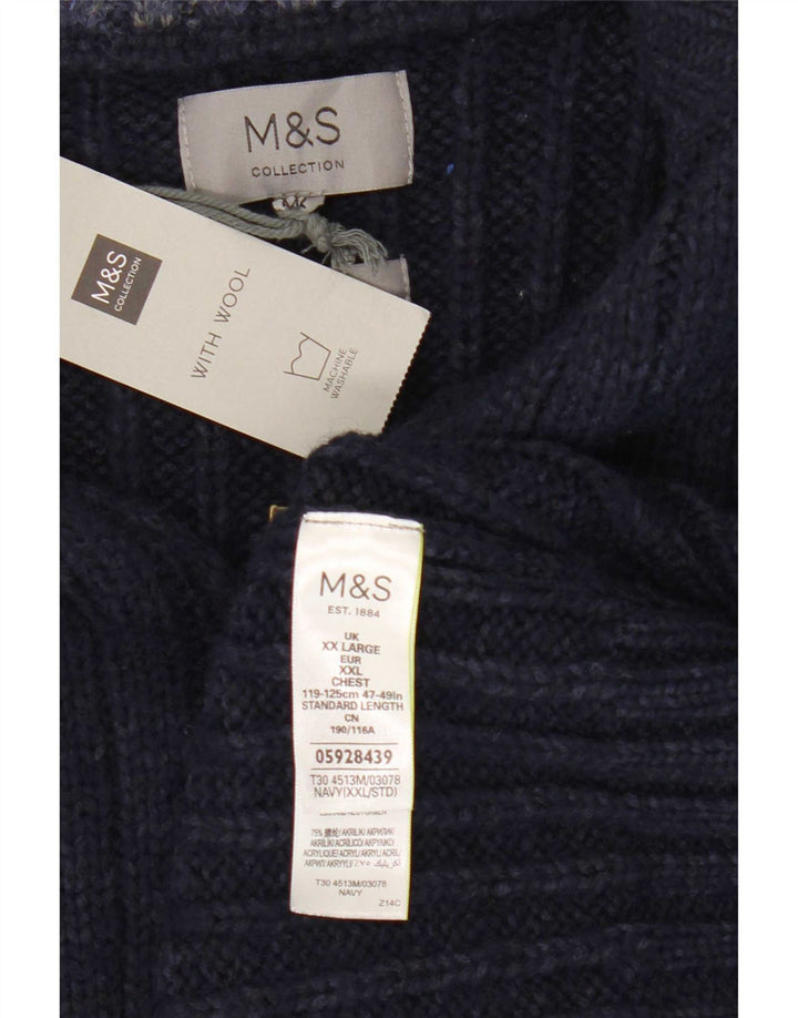Marks & Spencer Męski sweter zapinany na zamek 2XL Granatowy akryl