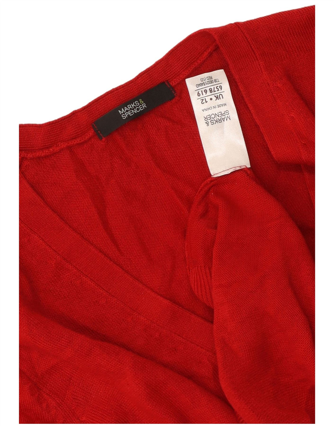 MARKS & SPENCER Damski sweter kardigan UK 12 Średni czerwony akryl