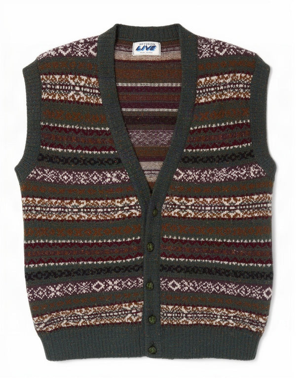 Vintage męski sweter bez rękawów XL zielony Fair Isle