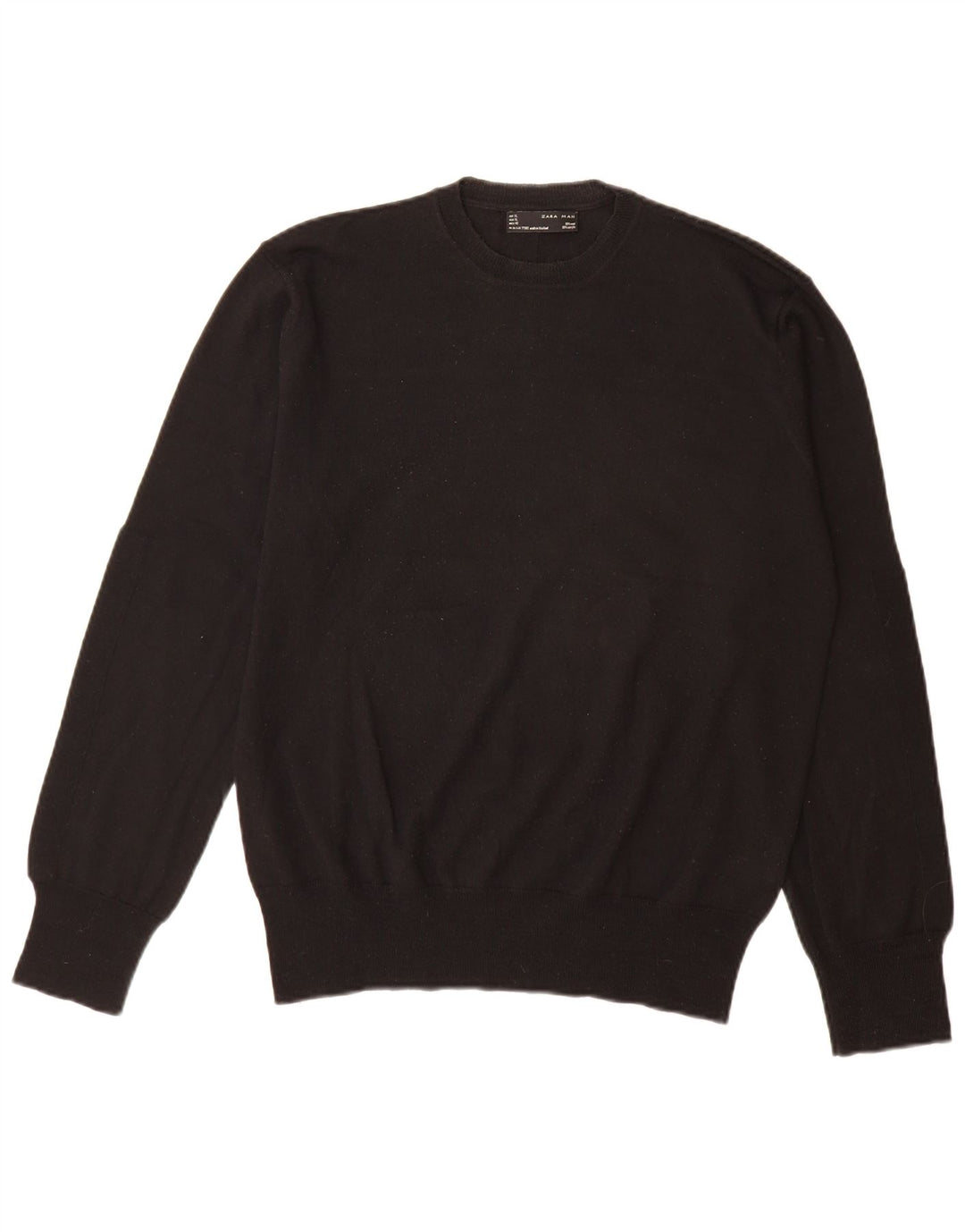 Męski sweter z okrągłym dekoltem Zara XL, czarna wełna