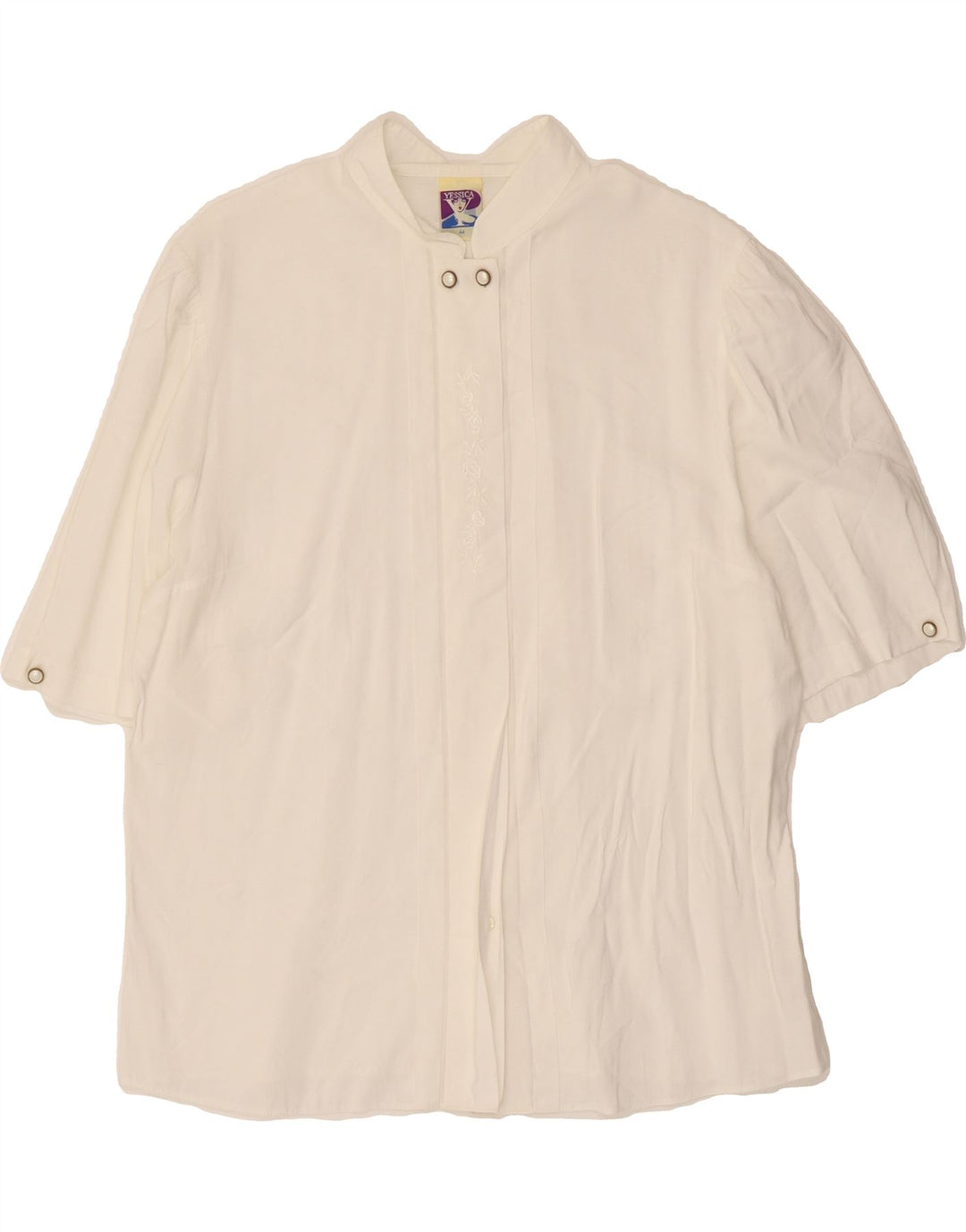 YESSICA Womens Short Sleeve Shirt Blouse IT 44 Medium White Viscose Vintage Yessica and Second-Hand Yessica from Messina Hembry 