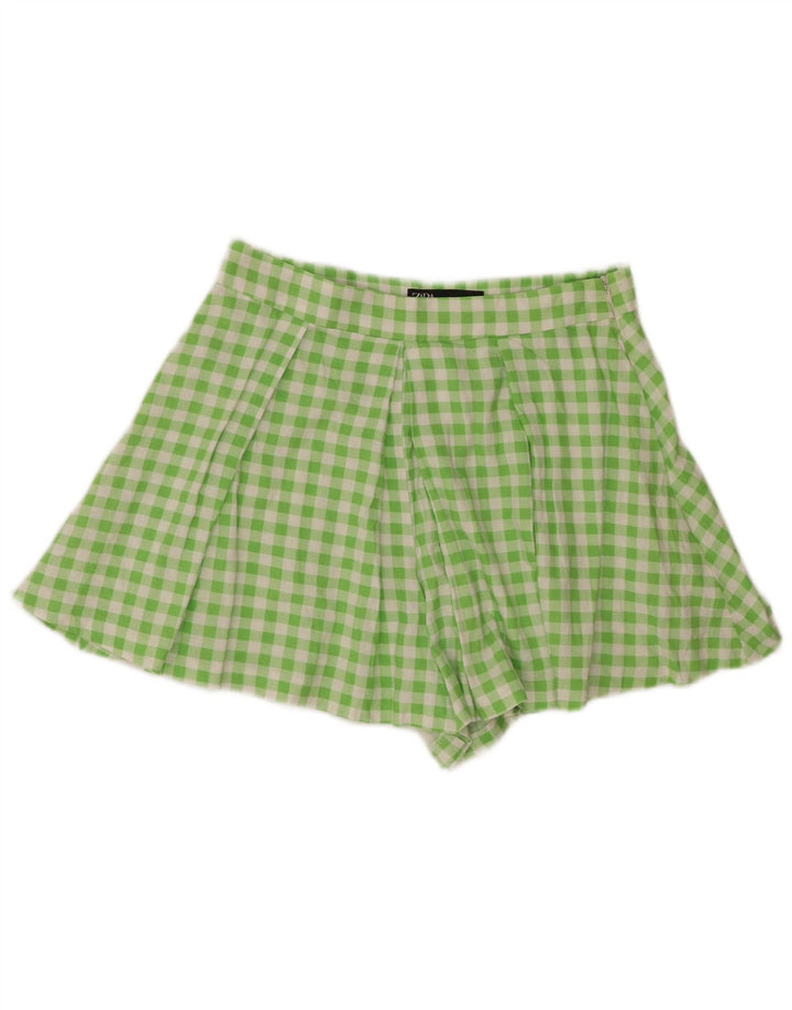 Spodenki damskie Zara Pegged Casual, średnie W28, zielone w kratkę