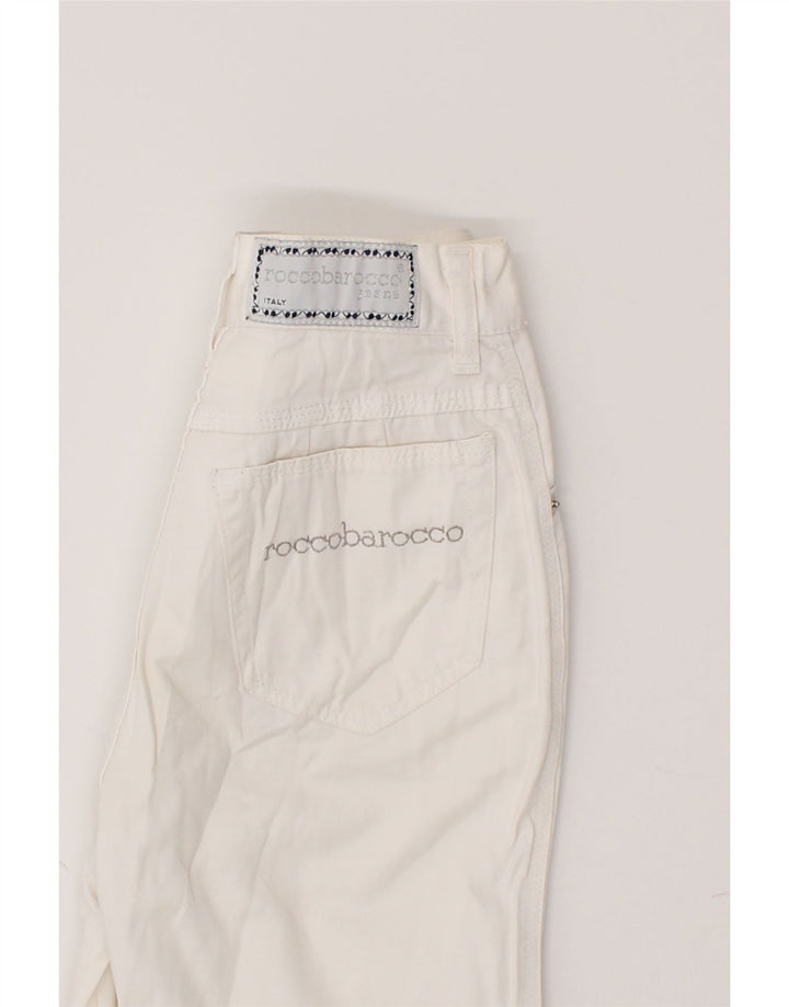 ROCCOBAROCCO Womens Slim Casual Trousers W24 L27 White Vintage Roccobarocco and Second-Hand Roccobarocco from Messina Hembry 