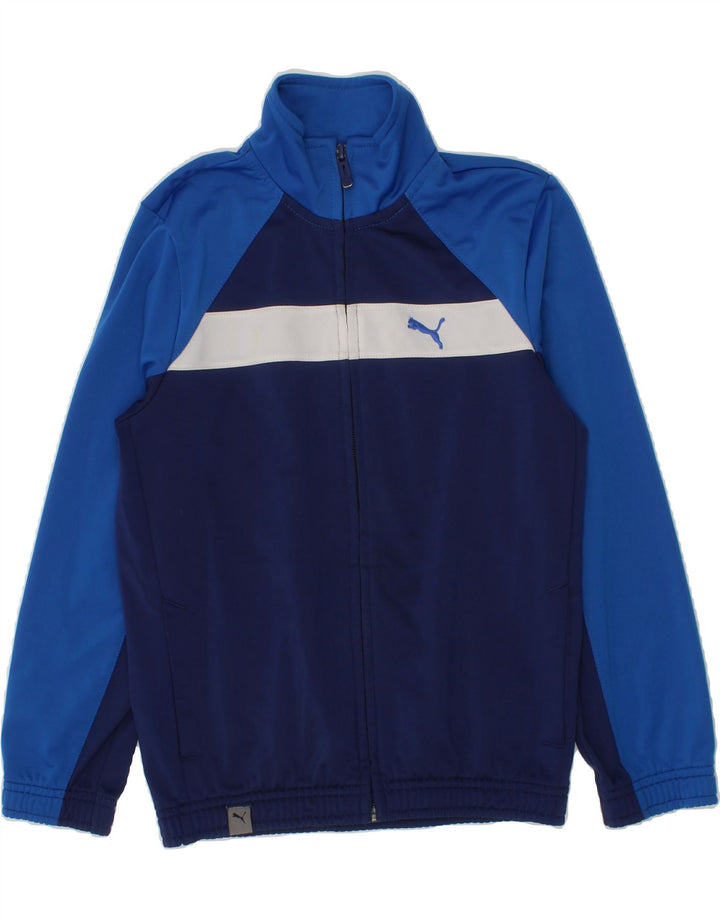 PUMA Boys Tracksuit Top Jacket 7-8 Years Navy Blue Colourblock Polyester Vintage Puma and Second-Hand Puma from Messina Hembry 