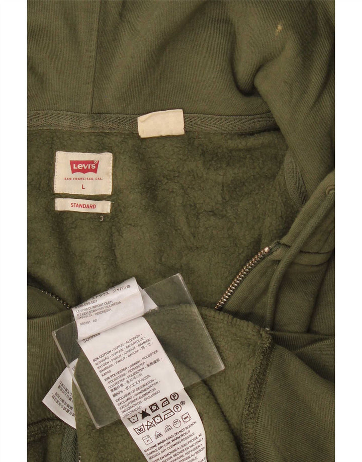 Męski standardowy sweter z kapturem i zamkiem błyskawicznym Levi's, duży, bawełniany khaki