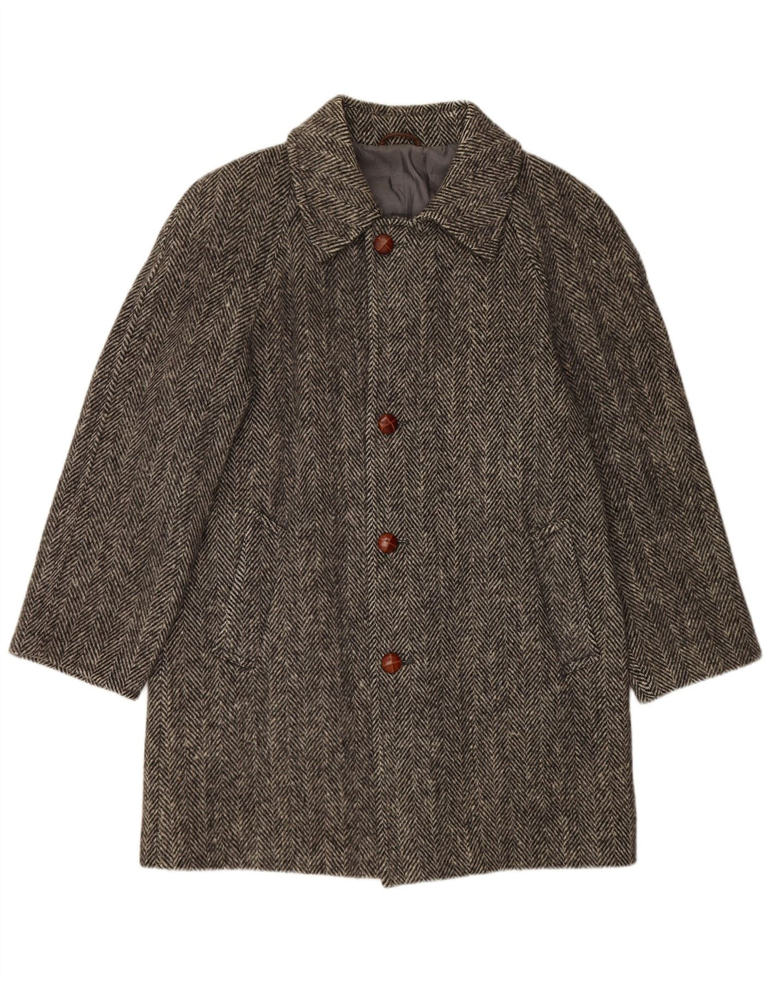 Płaszcz męski BLUE DEVIL UK 38 Średni szary wełniany w jodełkę