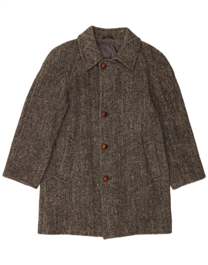 Płaszcz męski BLUE DEVIL UK 38 Średni szary wełniany w jodełkę