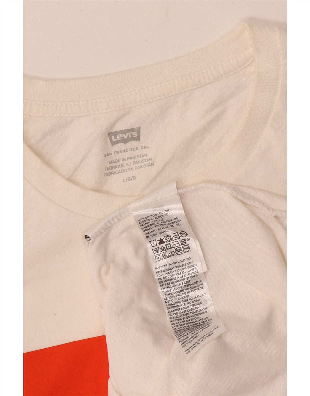 Damska koszulka z grafiką Levi's Top UK 16, duża, złamanej bieli, bawełniana