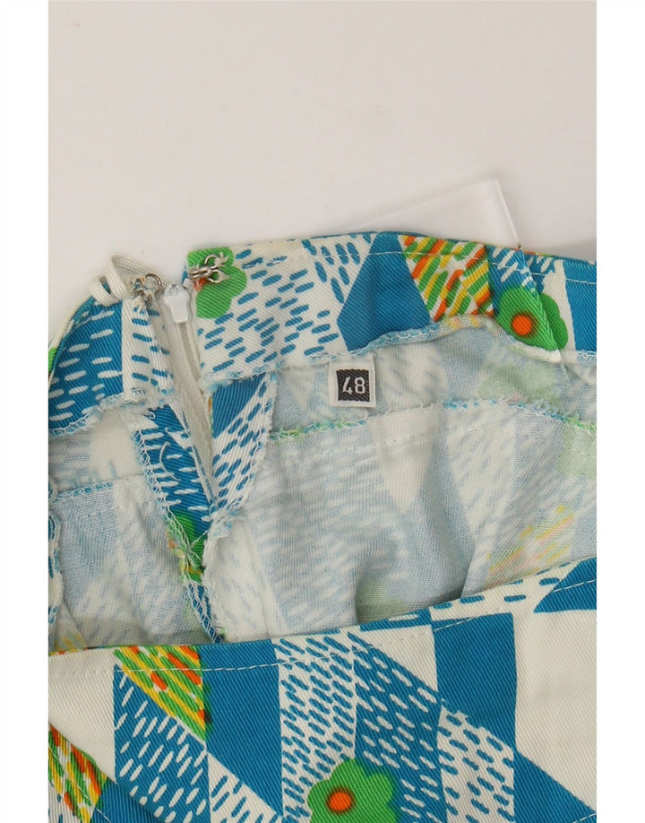 Damska spódnica w kształcie litery A VINTAGE IT 48 XL W38 Niebieska geometryczna