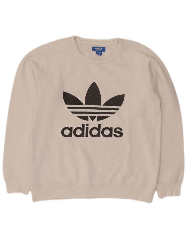 Męska bluza z grafiką ADIDAS, średnia, biała bawełna