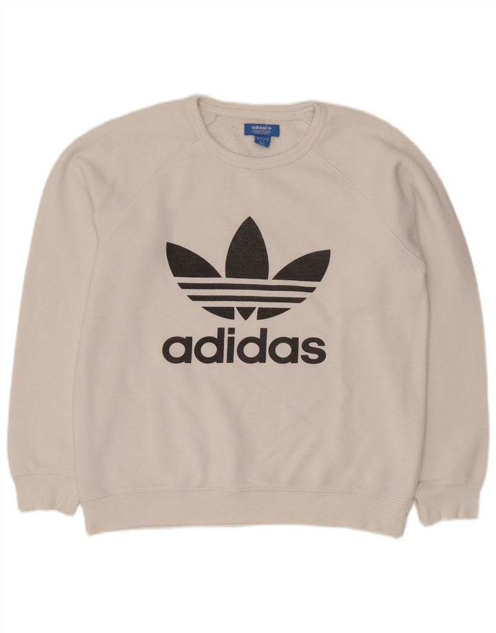 Męska bluza z grafiką ADIDAS, średnia, biała bawełna