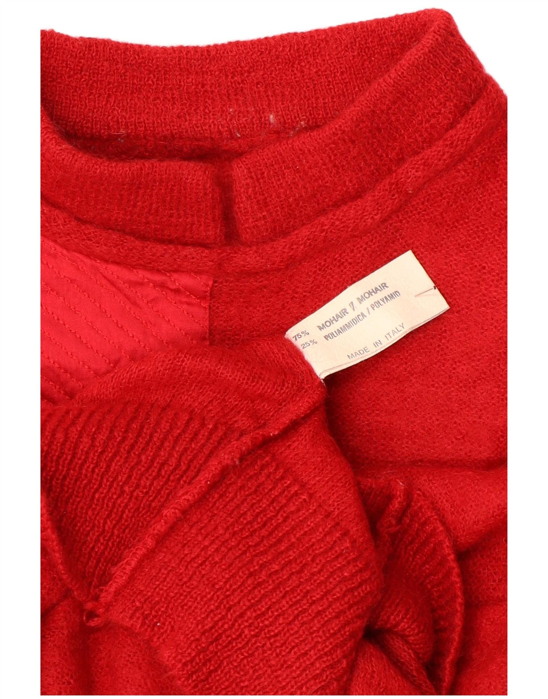 Sweter damski w stylu vintage z golfem UK 12 w kolorze średniej czerwieni