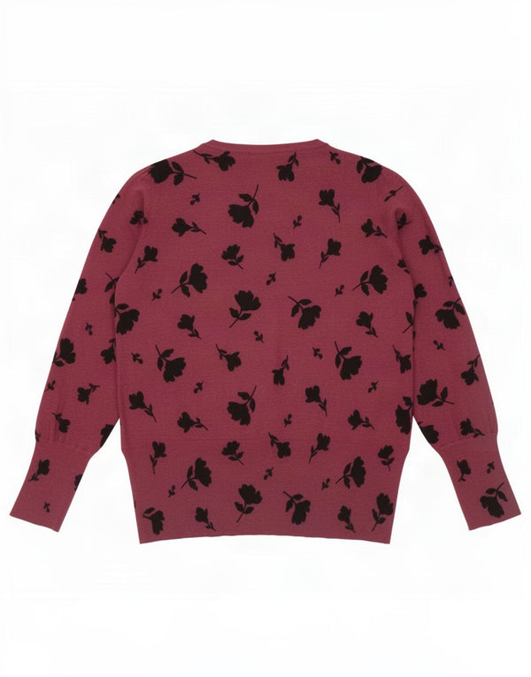 Marks & Spencer Damski sweter z dekoltem w łódkę UK 16, duży, czerwony w kwiaty