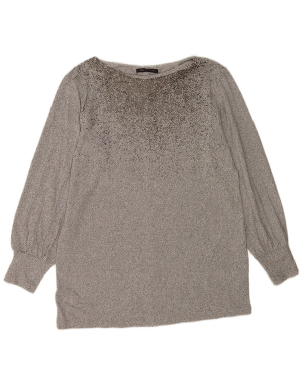 Marks & Spencer Damski top bluzkowy UK 14, średni szary, nakrapiany poliester