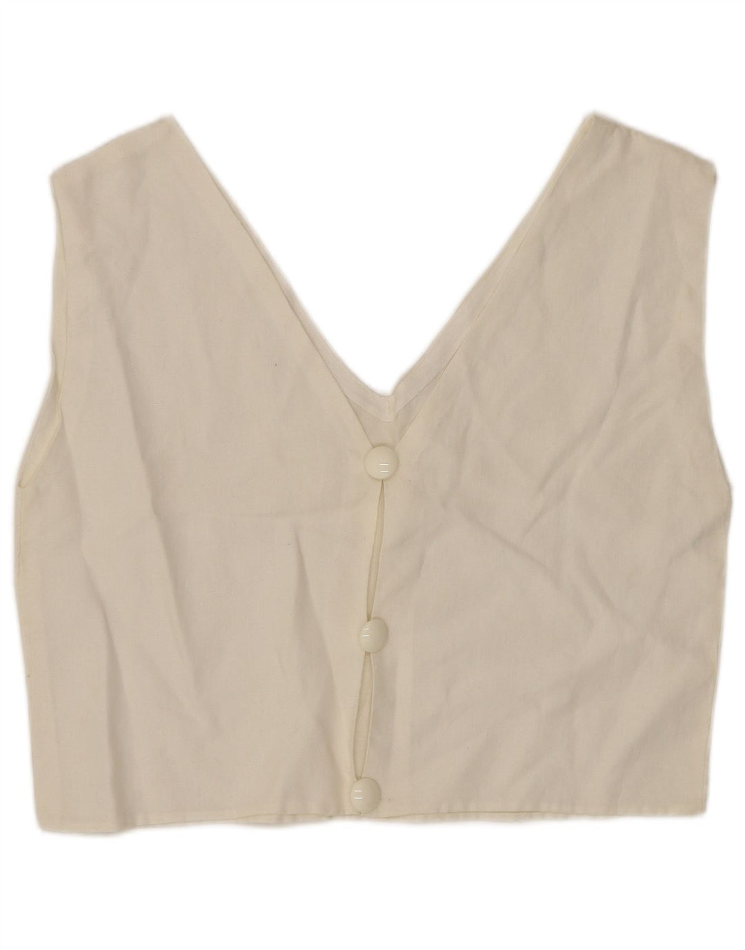 Damska bluzka koszulowa bez rękawów VINTAGE UK 12, średnia biel