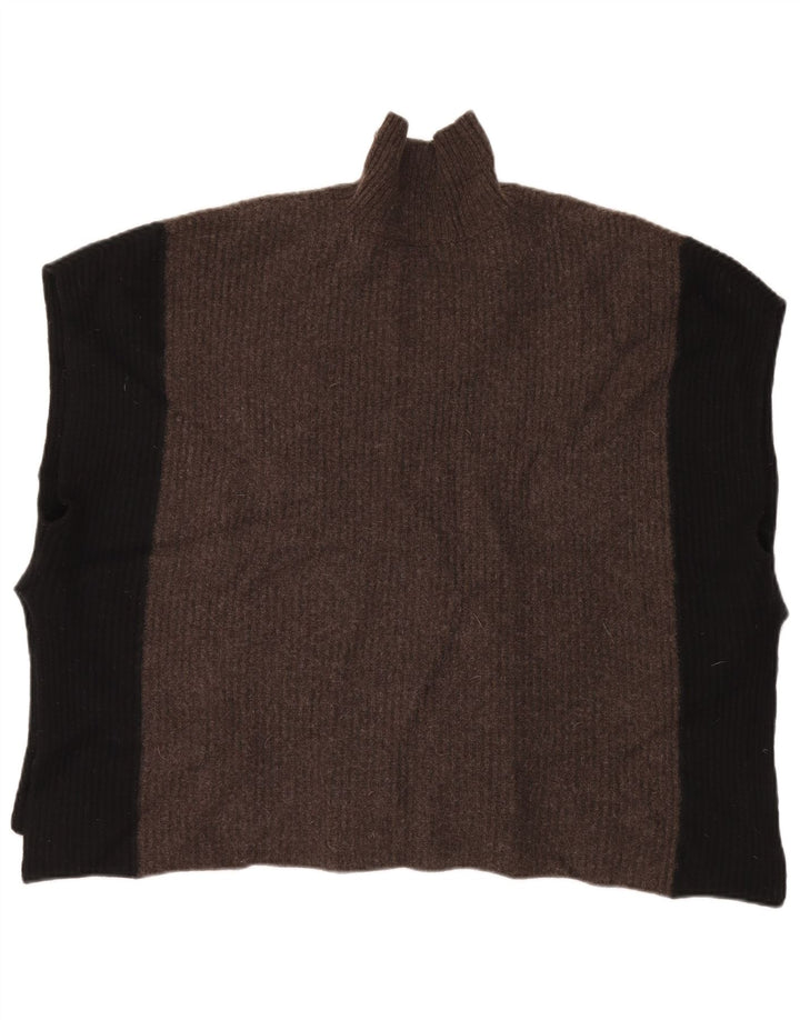 Damski sweter poncho Jigsaw w jednym rozmiarze, szara wełna w blokach kolorów