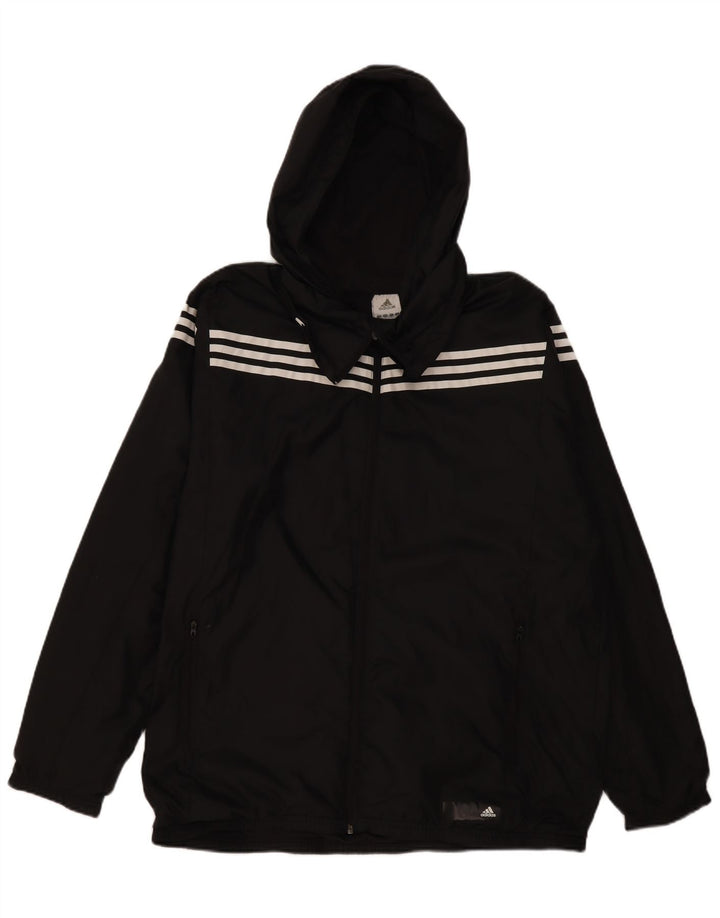 Męska kurtka przeciwdeszczowa Adidas z kapturem UK 42 XL Czarny poliester