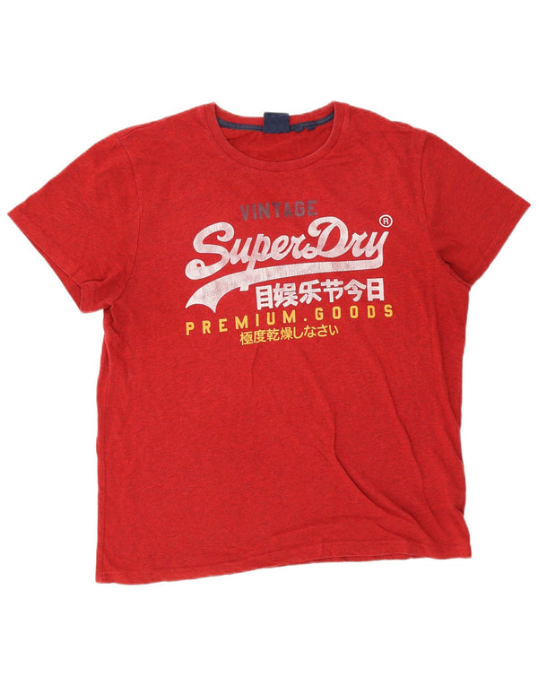 Męski T-shirt Superdry z grafiką, 3XL, bawełniany w czerwone plamki