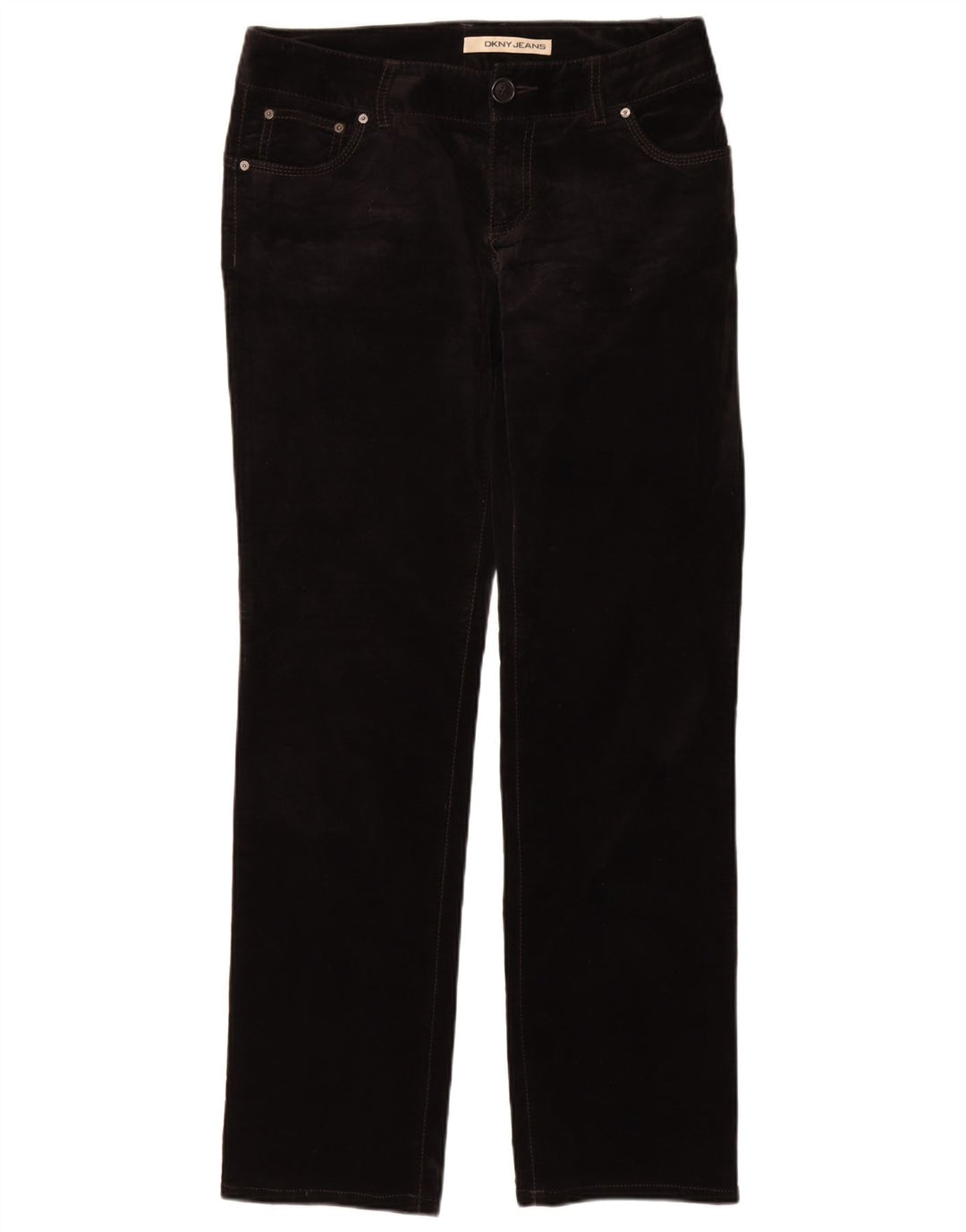 Spodnie damskie DKNY proste aksamitne US 8 średnie W30 L33 czarne