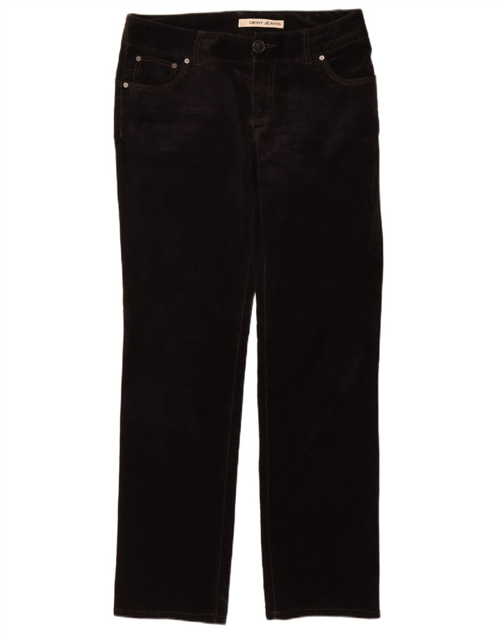 Spodnie damskie DKNY proste aksamitne US 8 średnie W30 L33 czarne