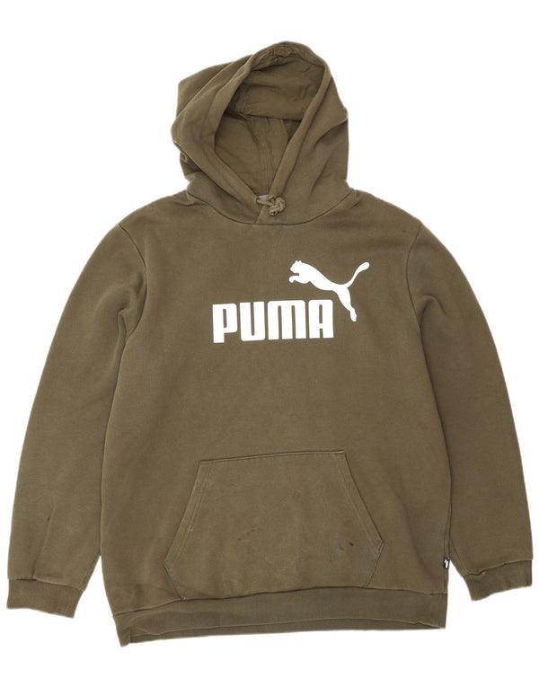 Męski sweter z kapturem Puma z grafiką, duży, bawełniany khaki